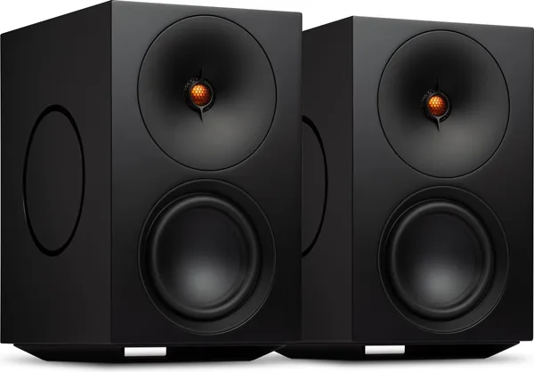 Cambridge Audio L/R X en finition noir — enceinte active flagship 800W avec tweeter Torus et radiateurs passifs latéraux