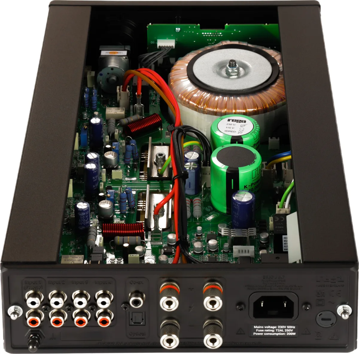 Rega Brio Mk7 vue int&eacute;rieur &mdash; alimentation et PCB