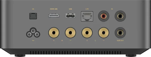 WiiM Amp Ultra connectique arri&egrave;re &mdash; HDMI ARC, optique, RCA, USB, Ethernet
