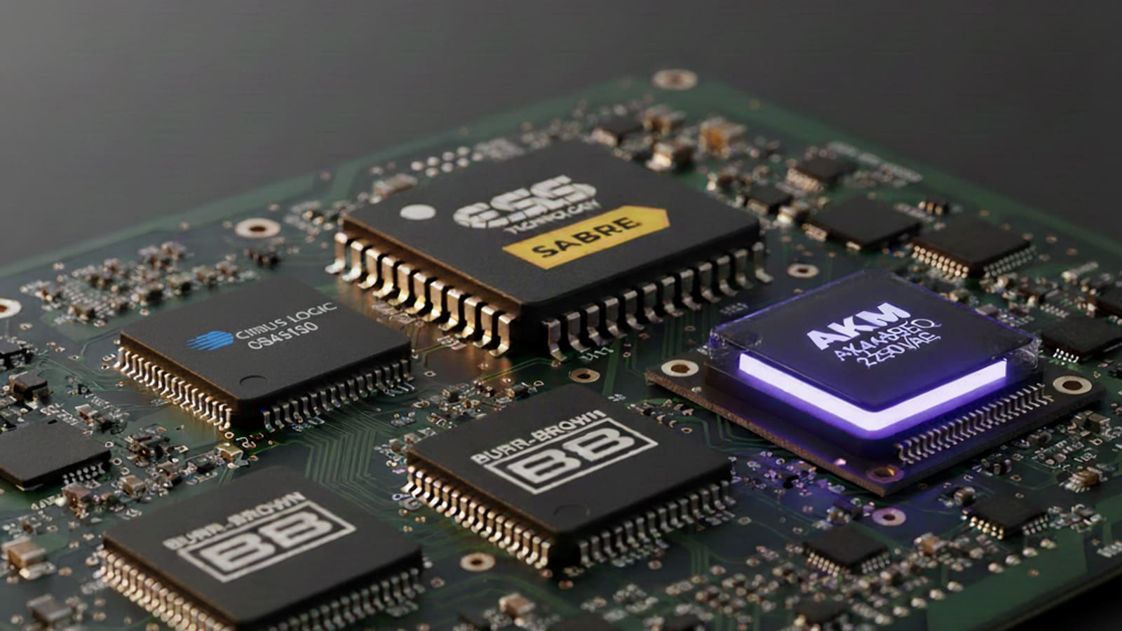 puces DAC audio ESS Sabre AKM Burr-Brown comparatif circuit imprimé