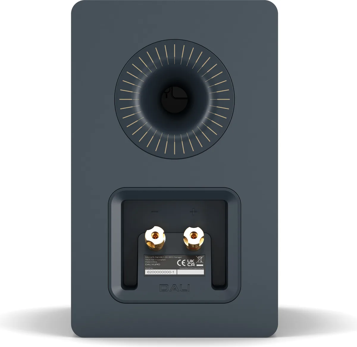 DALI Kupid vue arrière connectique évent bass-reflex double flare borniers câbles