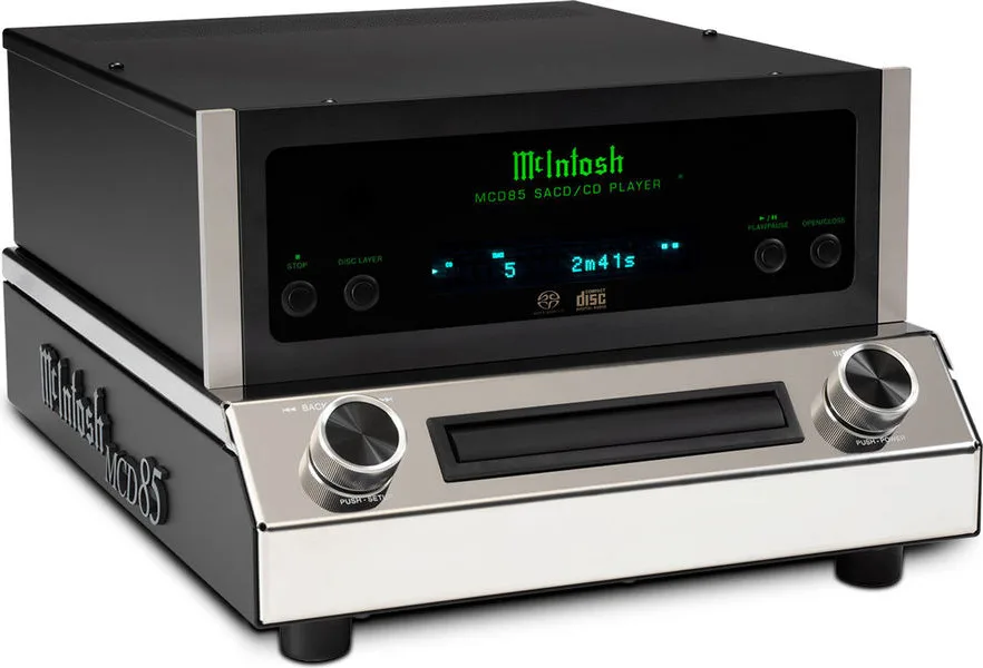 McIntosh MCD85 lecteur SACD CD Hybrid Drive tubes face avant tiroir motorisé