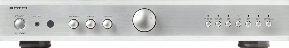 Rotel A11 MkII Silver — amplificateur intégré hommage Ken Ishiwata vue de face