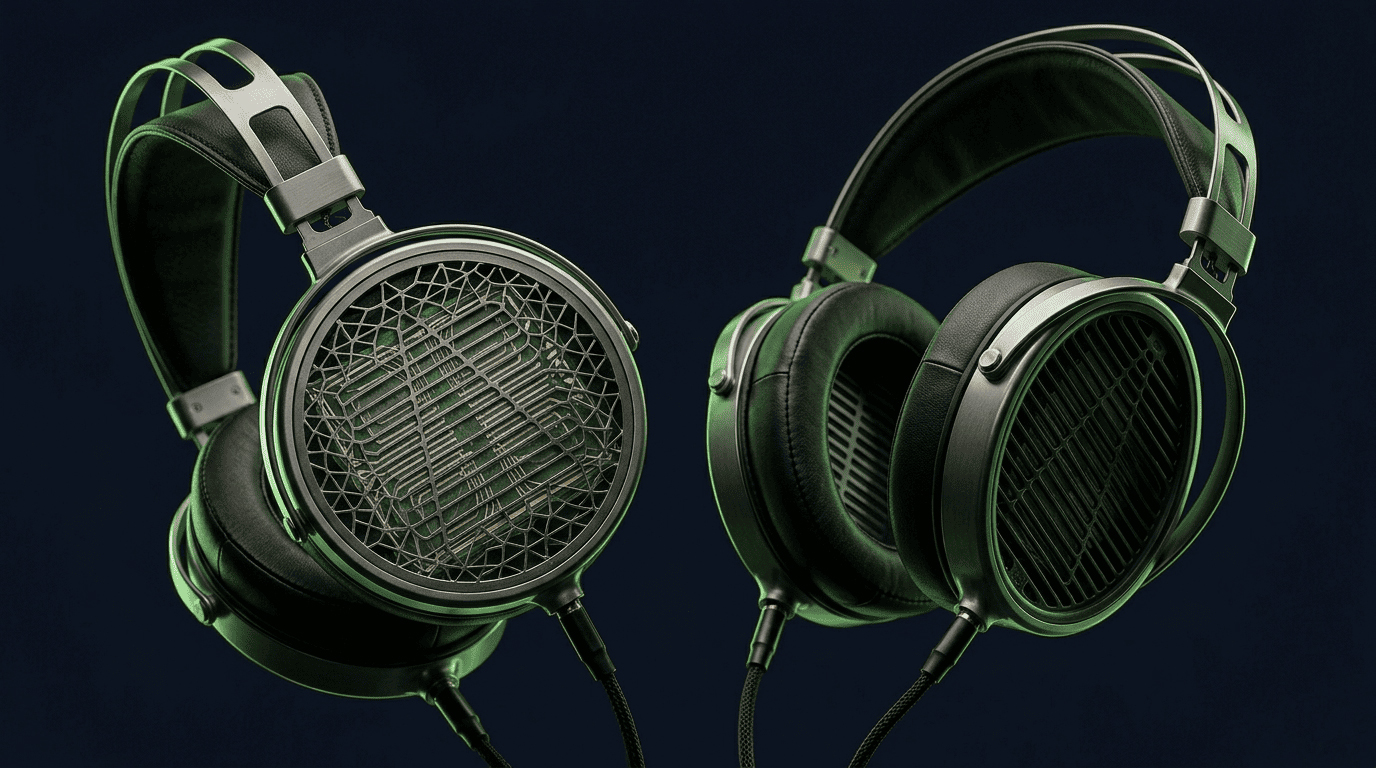 Casque planaire magnétique Schéma driver planaire magnétique membrane avec tracés conducteurs entre réseaux d'aimants, force uniforme sur toute la surface