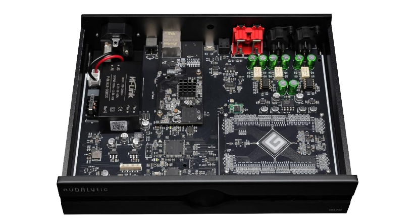 Audalytic DR70 intérieur — module R2R discret propriétaire Gustard, réseau de résistances